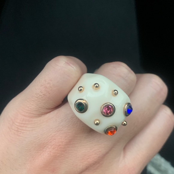 Colored resin ring with golden touch.  Size between 6-7. - Picture 2 of 4